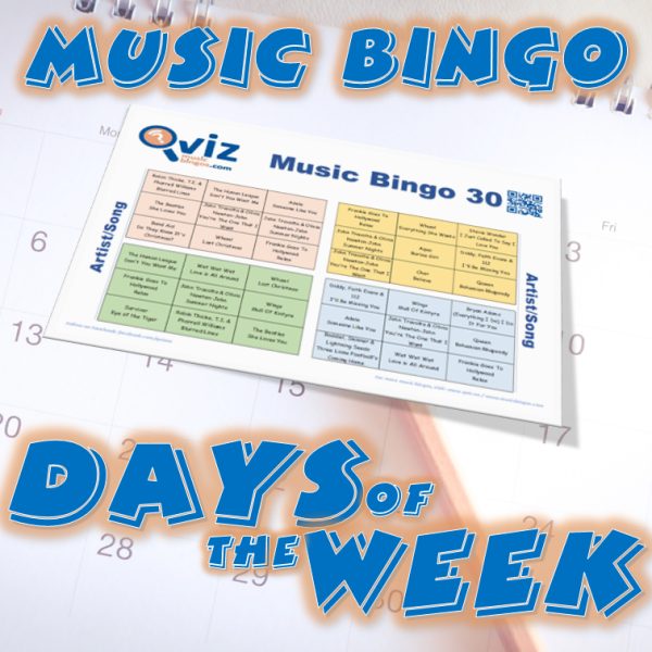 This game features a playlist of songs that include the name of a day in the title, spanning across various genres and decades.