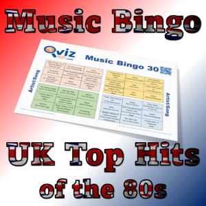 Get ready to relive the greatest era of music with our "UK Top Hits of the 80s" music bingo game! Featuring 30 of the top-selling 80s songs in the UK.