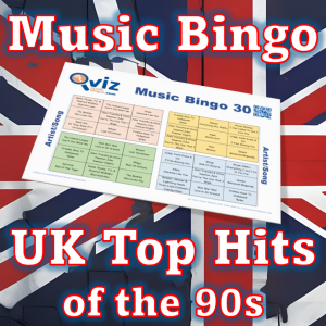 Get ready to relive the greatest era of music with our "UK Top Hits of the 90s" music bingo game! Featuring 30 of the top-selling 90s songs in the UK.