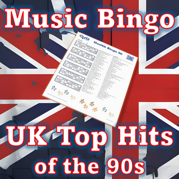 Get ready to relive the greatest era of music with our "UK Top Hits of the 90s" music bingo game! Featuring 90 of the top-selling 90s songs in the UK.