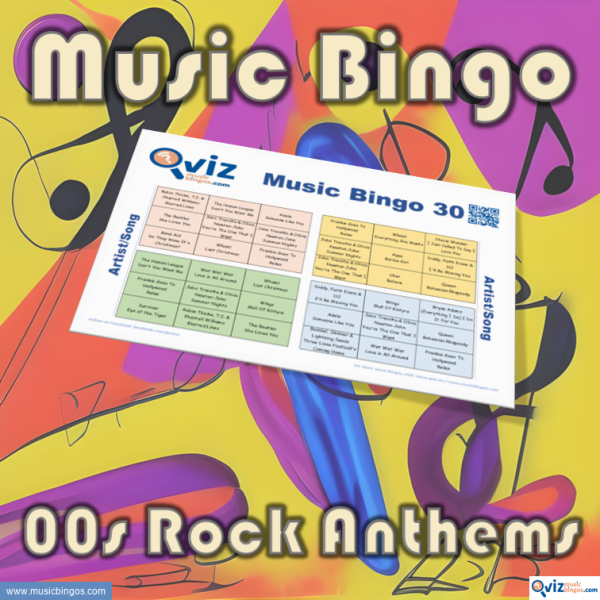 Music bingo with 30 of great 00s R&B and Hip Hop tracks! A game perfect for music lovers who appreciate the beats and rhythms. PDF with 100 cards included.