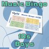 Music bingo with 30 songs from the 2010s performed by male artists. PDF file with 100 bingo boards and link to Spotify playlist is included.