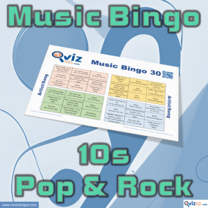 Music bingo with 30 of the best pop and rock hits from the 2010s! From catchy pop tunes to epic rock anthems. PDF with 100 cards included.