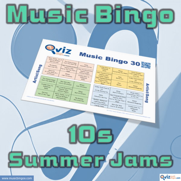 Music bingo with 30 of the best 10s summer jams! From upbeat pop songs to laid-back tunes. PDF file with 100 boards and link to playlist is included.