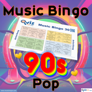 Music bingo with 30 of the best 90s pop hits! From boy bands to girl power, relive the decade of pop music domination. PDF with 100 cards included.