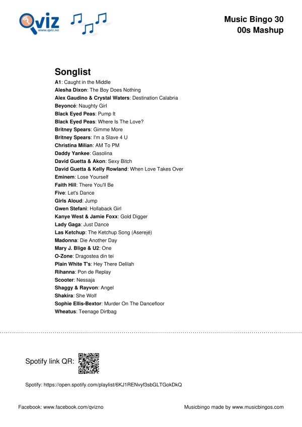 00s Mashup - Music Bingo 30 - Image 3