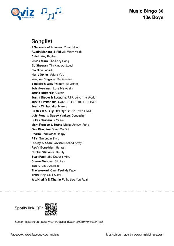 10s Boys - Music Bingo 30 - Image 3