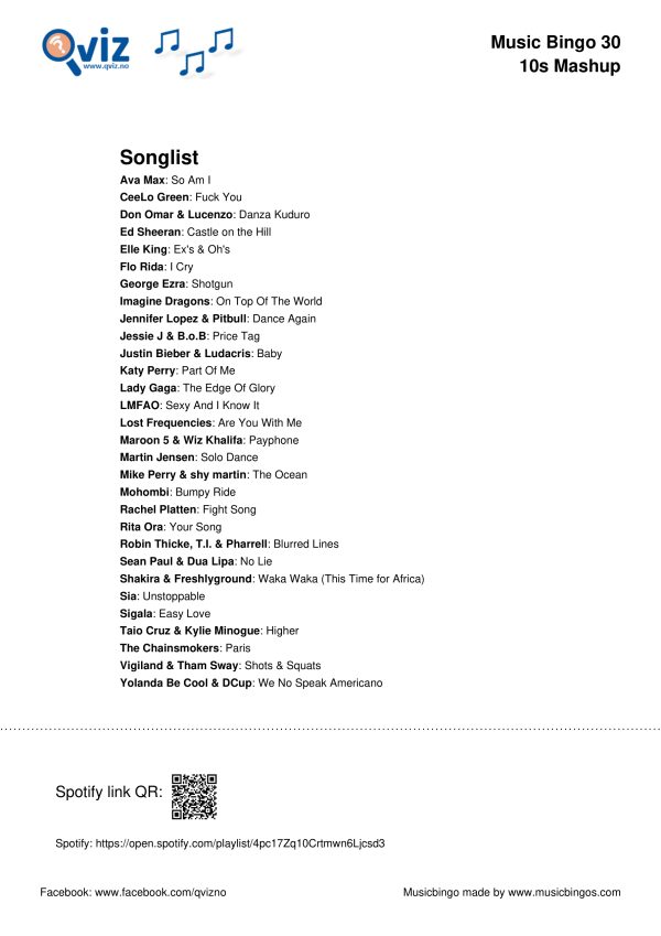 10s Mashup - Music Bingo 30 - Image 3