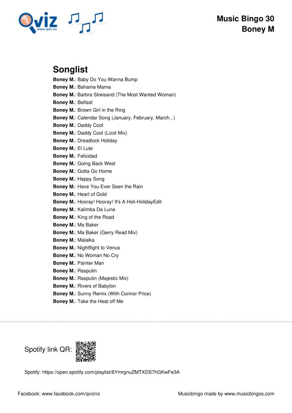 Boney M - Music Bingo 30 - Image 3