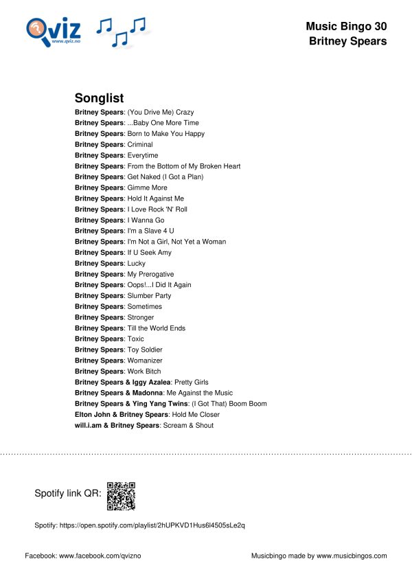 Britney Spears - Music Bingo 30 - Image 3