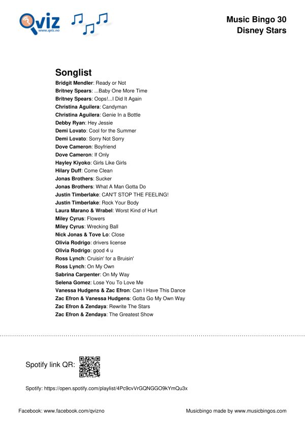 Disney Stars - Music Bingo 30 - Image 3