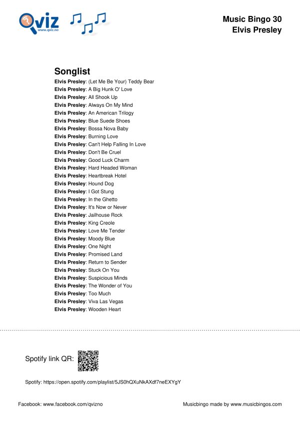 Elvis Presley - Music Bingo 30 - Image 3