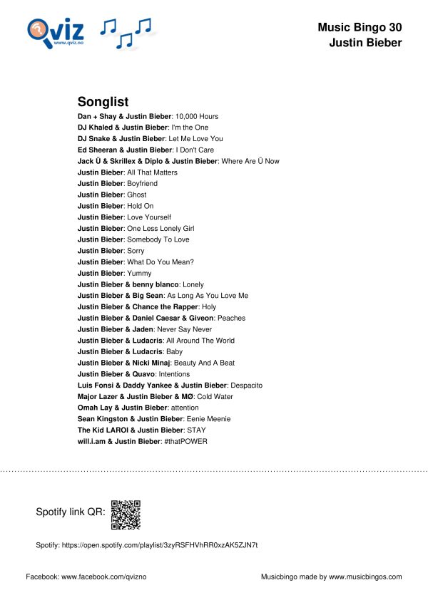 Justin Bieber - Music Bingo 30 - Image 3