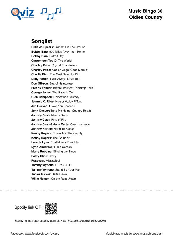 Oldies Country - Music Bingo 30 - Image 3