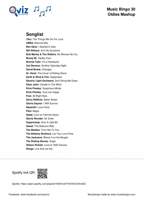 Oldies Mashup - Music Bingo 30 - Image 3