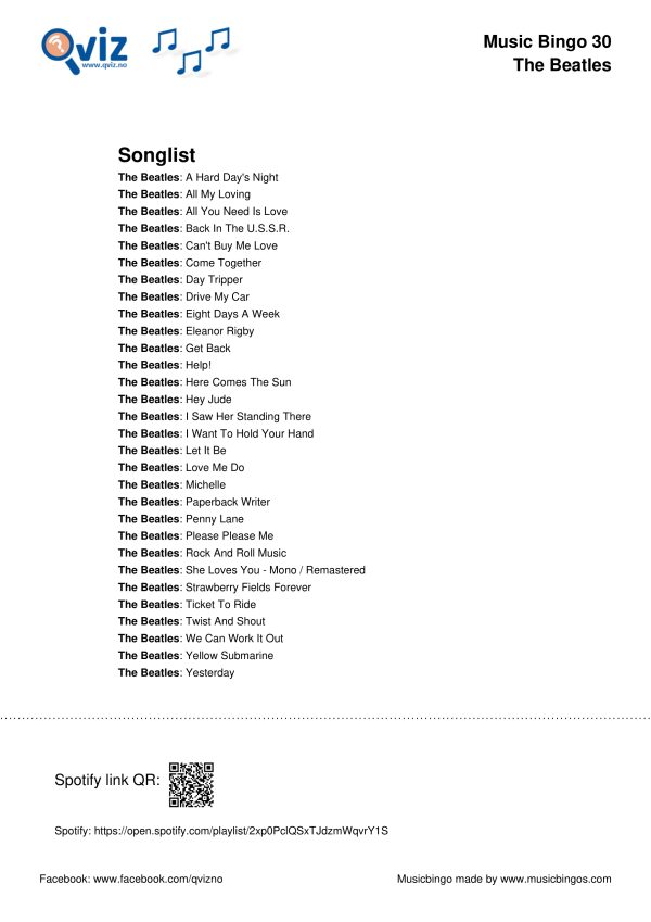 The Beatles - Music Bingo 30 - Image 3