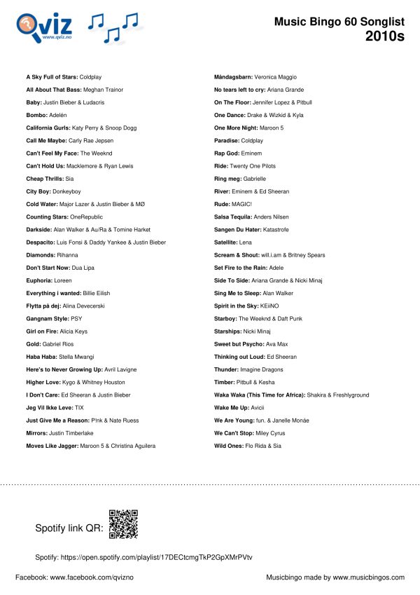 2010s - Music Bingo 60 - Image 3