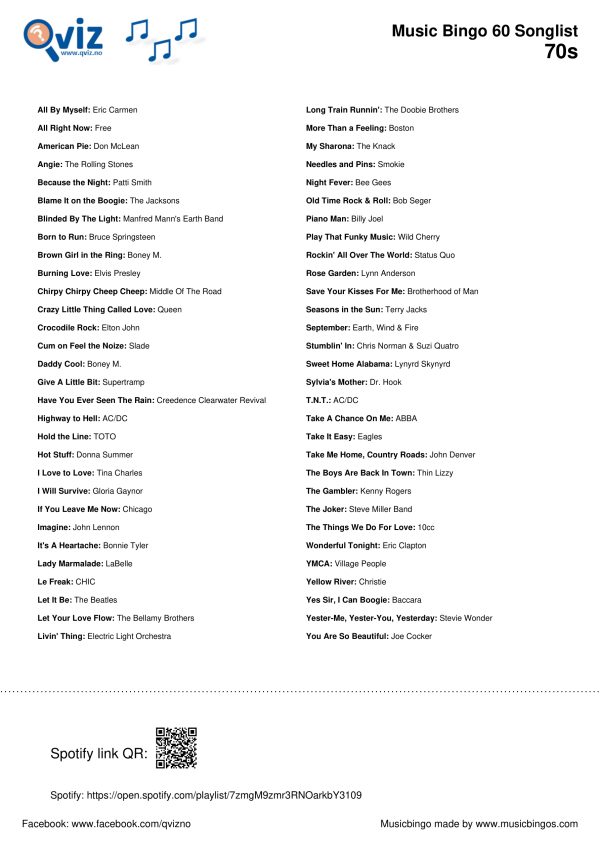 70s - Music Bingo 60 - Image 3