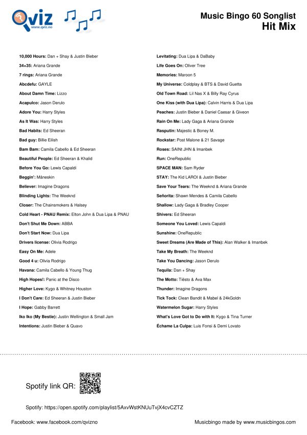 Hit Mix - Music Bingo 60 - Image 3