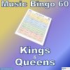 Music bingo with 60 songs from the Kings and Queens of different music genres. PDF file with 100 bingo boards and link to Spotify playlist is included.