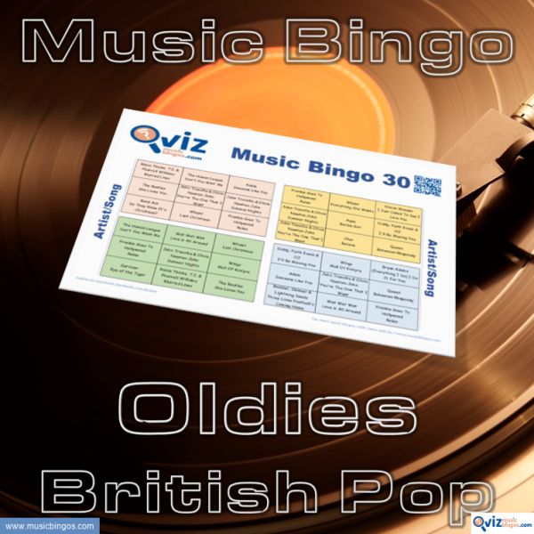 Music bingo with 30 of the best British pop hits from the 60s and 70s! From catchy melodies to foot-tapping beats! PDF with 100 boards included.