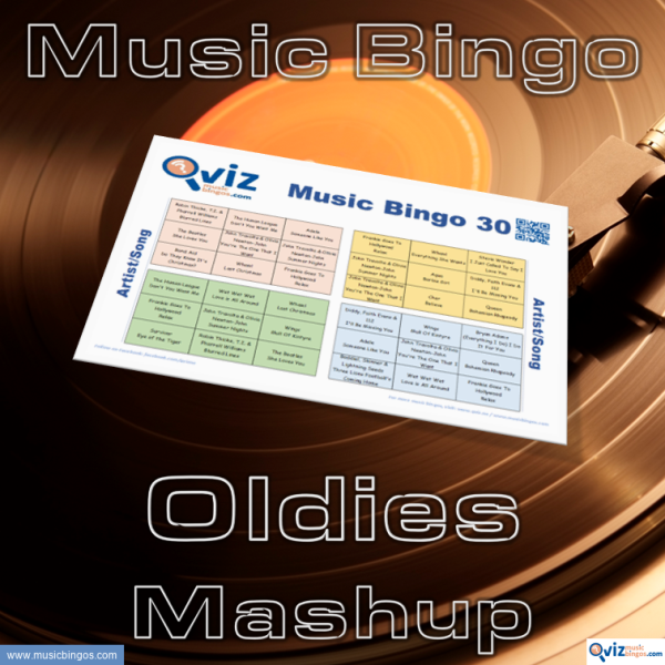 Music bingo with 30 classic hits from the 50s to the 70s. From rock and roll to soul and everything in between. PDf with 100 boards included.