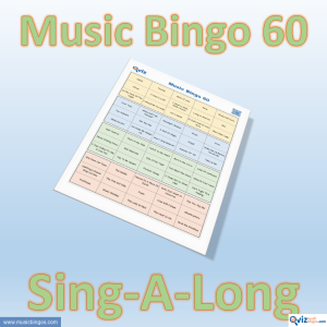 Music bingo with 60 songs that invite you to sing along. There will be a good atmosphere here. PDF file with 100 bingo boards and link to Spotify playlist.