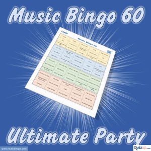 Music bingo with 60 songs to suit the party. Here you get a high all-sing factor. PDF file with 100 bingo boards and link to Spotify playlist.