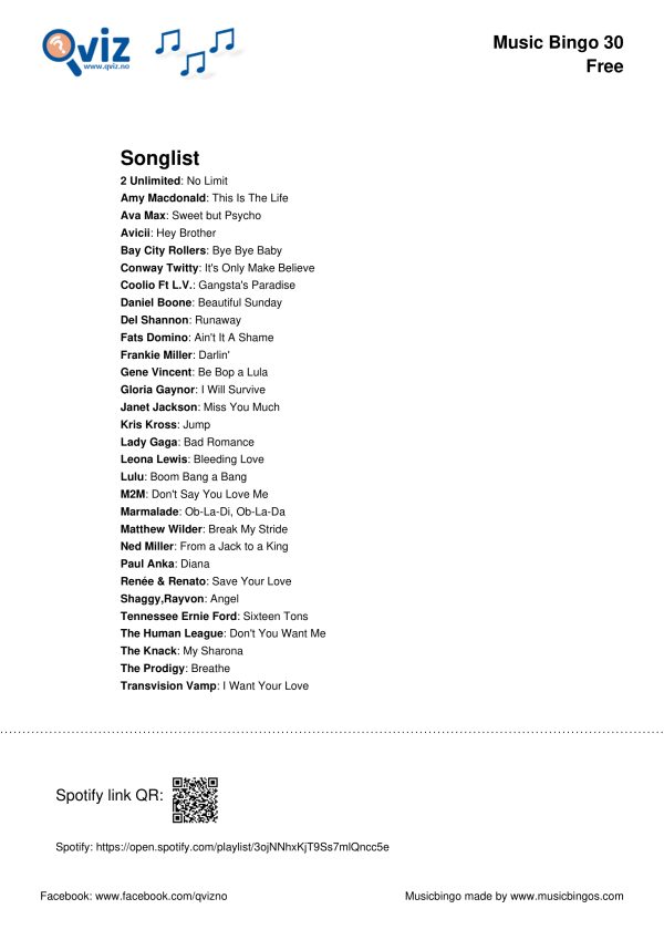 Free Music Bingo - Image 3