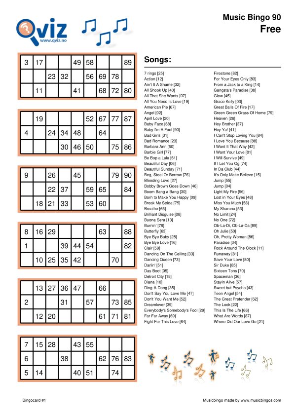 Free Music Bingo - Image 10