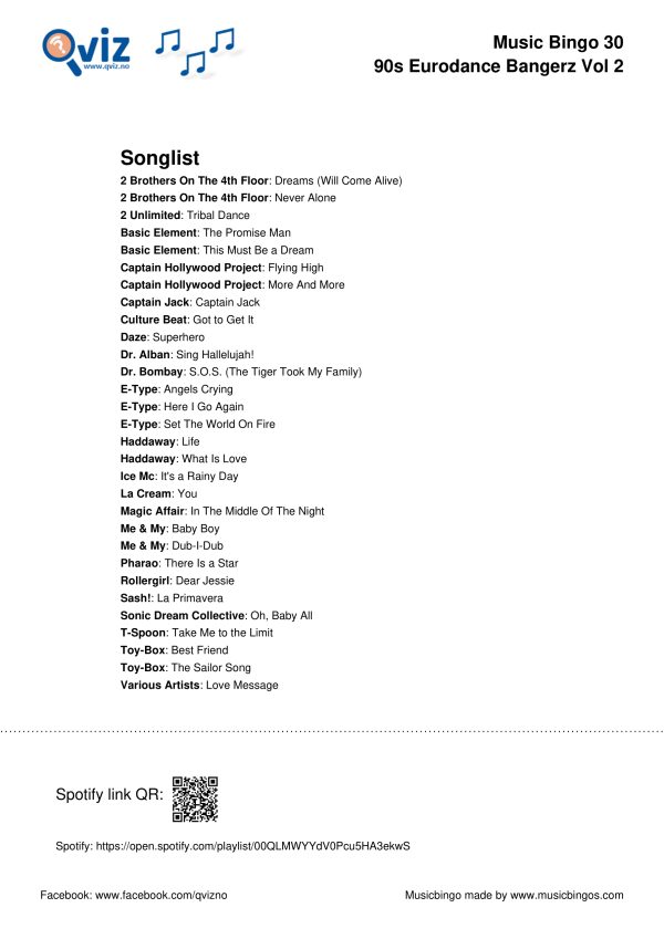 90s Eurodance Bangerz - Music Bingo Pack - Image 5