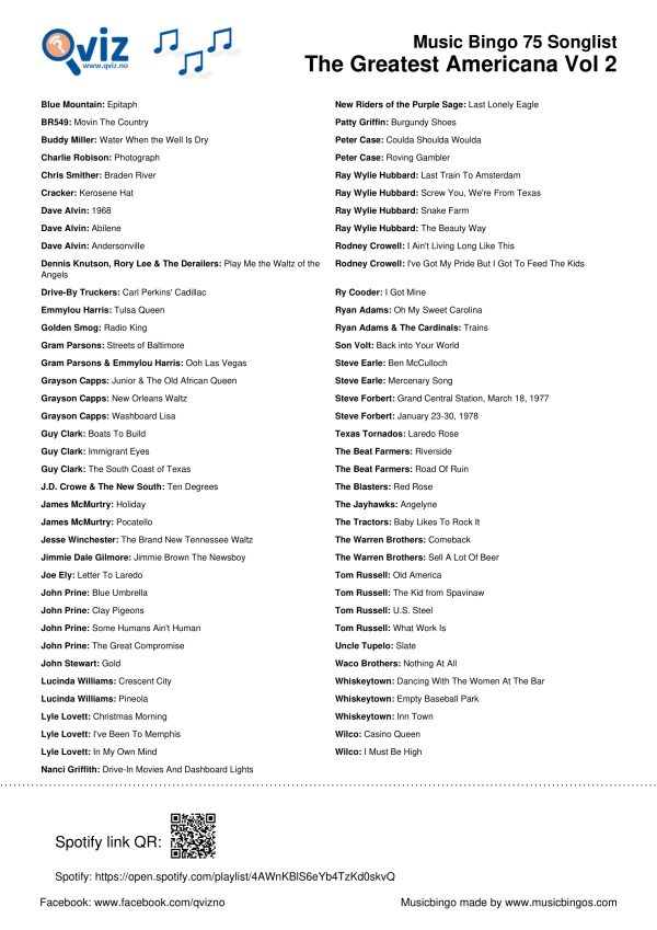The Greatest Americana Vol 2 - Music Bingo 75 - Image 3