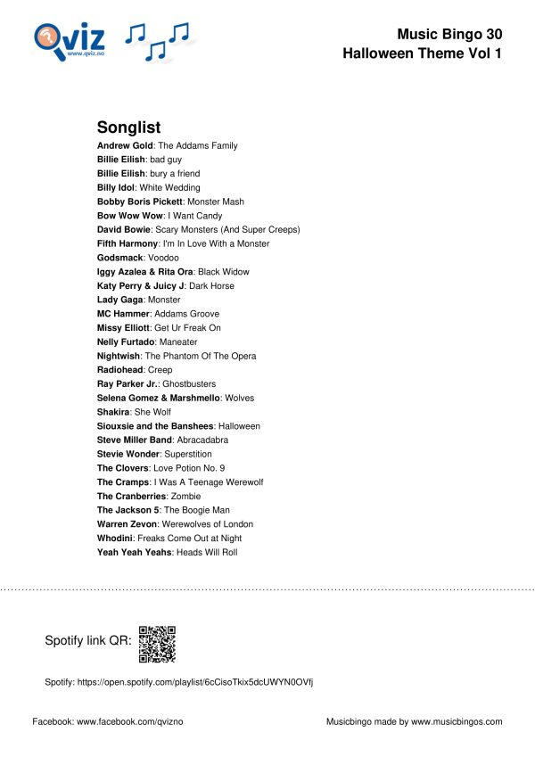 Halloween Theme - Music Bingo - Image 3