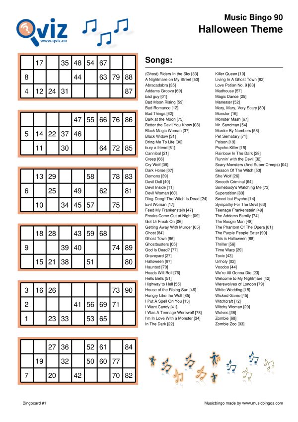 Halloween Theme - Music Bingo - Image 18