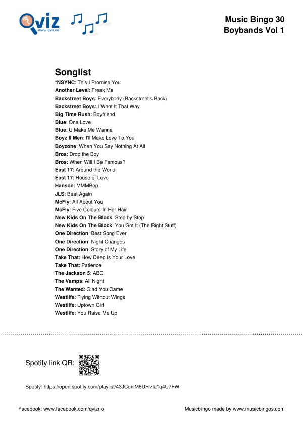 Boybands - Music Bingo - Image 3