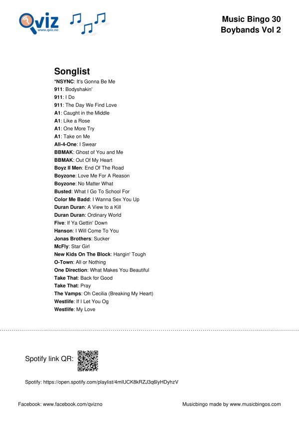 Boybands - Music Bingo - Image 5