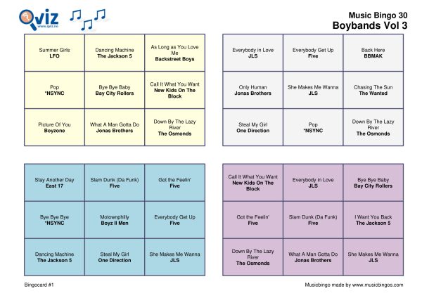 Boybands - Music Bingo - Image 6