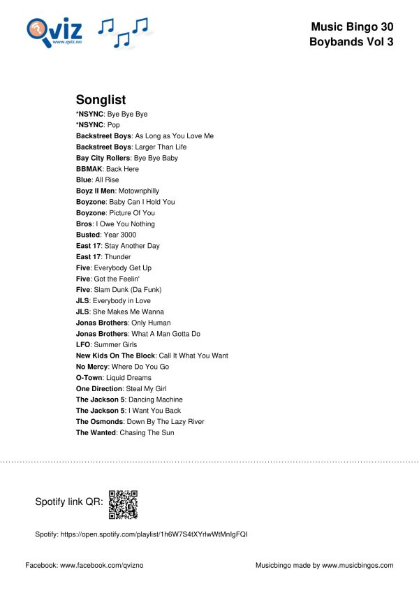Boybands - Music Bingo - Image 7