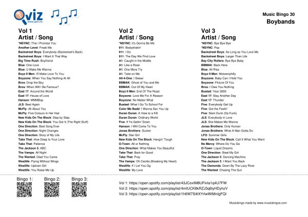 Boybands - Music Bingo - Image 9