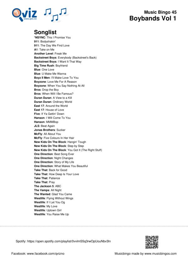 Boybands - Music Bingo - Image 11