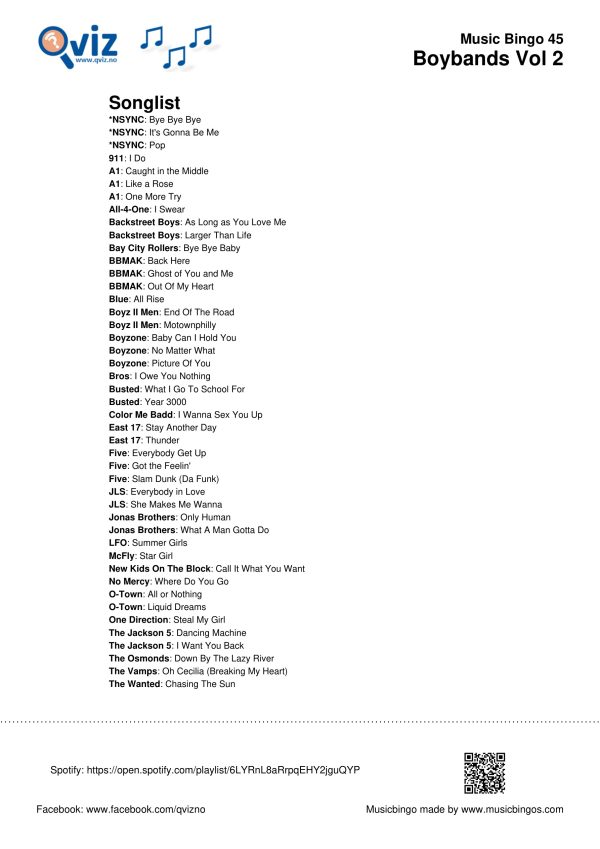 Boybands - Music Bingo - Image 13